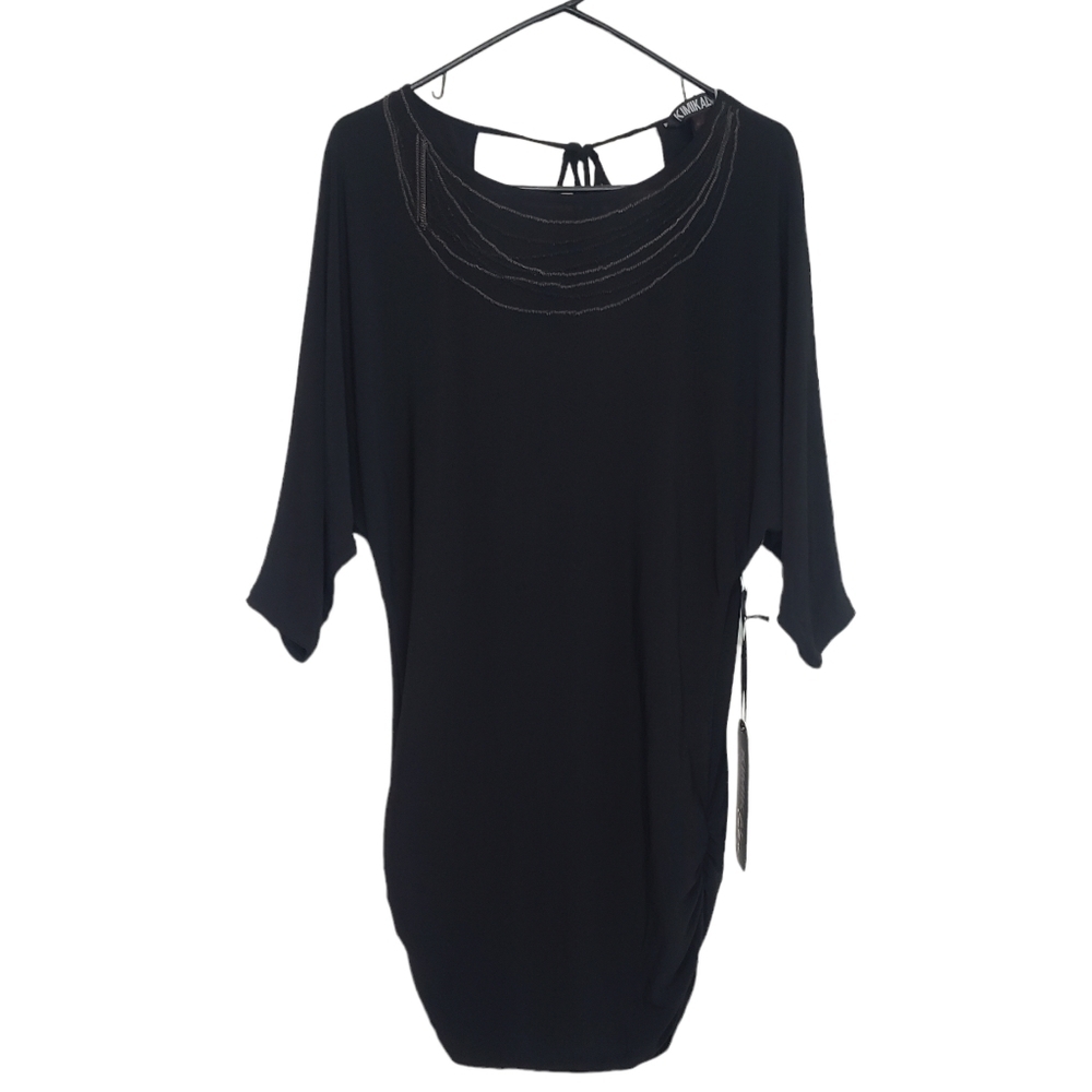 Kimikal Couture Black Mini Rushed Dress Size Medium